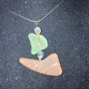 #115 handmade seaglass hanging necklace